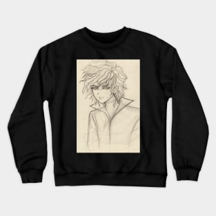 Sketch of a curly hair boy Crewneck Sweatshirt